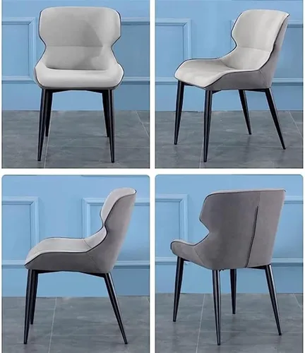 Vista 4 de LICOME Modern Dining Chairs Set of 6 Water Proof PU Leather Side Chairs with Carbon Steel Frame Kitchen Living Room Lounge Counter Chairs(Beige)