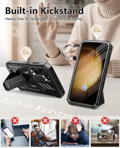 Vista 6 de FNTCASE Funda protectora para Samsung Galaxy-S23: funda resistente a prueba de golpes para teléfono celular de doble capa con protector de pantalla