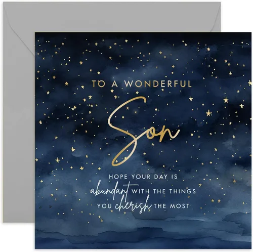 Vista 10 de Tarjeta de cumpleaños para novio, diseño de estrellas maravillosas, tarjeta de cumpleaños masculina para hombres y adultos, diseño de cielo