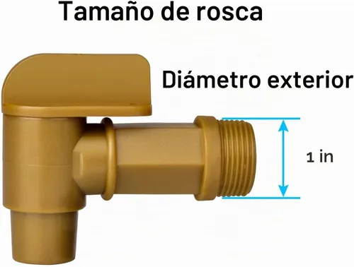 Vista 2 de Grifo de plástico, espita NPT 3/4, polietileno duradero, tamaño de rosca de 1 pulgada, marrón, paquete de 2