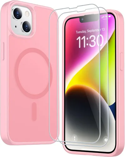 Vista 287 de SPIDERCASE Funda magnética translúcida diseñada para iPhone 11, con 2 protectores de pantalla de vidrio templado, antihuellas, para iPhone 11 de 6.1