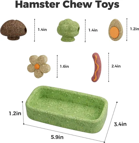 Vista 9 de mini&moe Juguetes masticables de hámster para dientes – Cuinea Pig, masticables y golosinas naturales para enriquecimiento de hámsters, mejoran