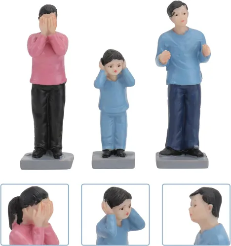 Vista 6 de Kisangel Juego de figuras pequeñas pintadas de 1.18 pulgadas con temática de disputas familiares, para decoración de jardín y juguetes para niños