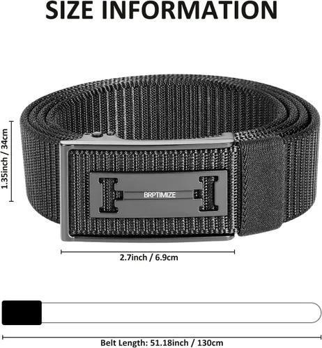 Vista 7 de Cinturón de trinquete para hombre, cinturón táctico de nailon con hebilla de clic automática, cincha extra gruesa de 1.3 pulgadas (negro)