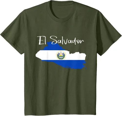 Vista 13 de Camiseta con la bandera de El Salvador, mapa de El Salvador, camiseta de Salvador para mujer