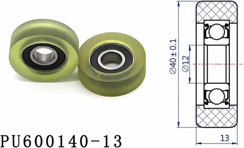 Vista 2 de SSIMOO Diameter 40mm, PU Polyurethane Bearing,Rubber Coated Soft Pulley/Roller, Width 13mm Kindly (Color : Hole 12, Size : 5pcs)