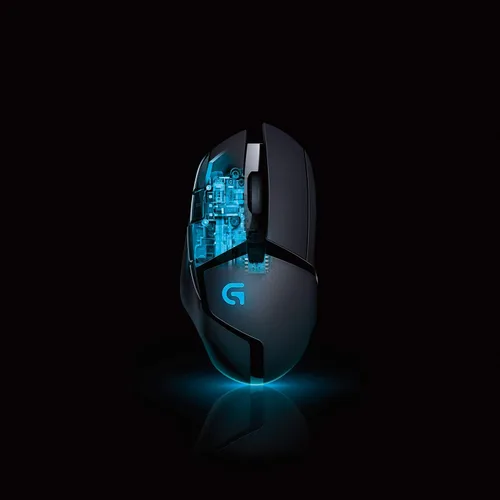Vista 4 de Logitech G 402 Hyperion Fury Mouse para juegos con cable, 4,000 DPI, ligero, 8 botones programables, compatible con PCMac, color negro
