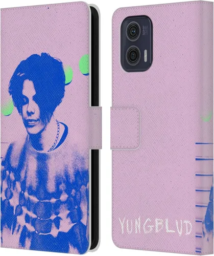 Vista 7 de Head Case Designs Officially Licensed Yungblud Face Graphics Leather Book Wallet Case Cover Compatible with Motorola Moto G73 5G