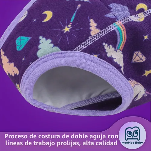 Vista 4 de MooMoo Baby Paquete de 8 pares de ropa interior de entrenamiento para ir al baño de algodón absorbente para niños y niñas, tallas 2T a 9T Flor