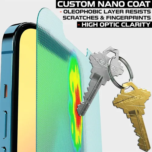 Vista 3 de REBEL Paquete de 3 protectores de pantalla para iPhone 12 Pro Max [6.7 pulgadas] Ultra resistente a las roturas de 0.016 in, arañazos, vidrio