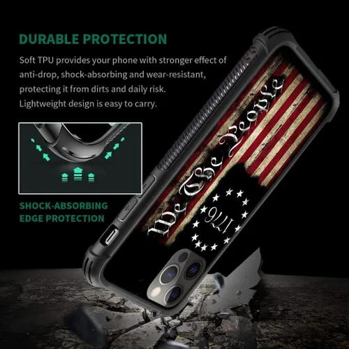 Vista 3 de Compatible con iPhone 11 Pro Max, H 1776 We The People - Funda protectora de poliuretano termoplástico resistente a los arañazos y golpes