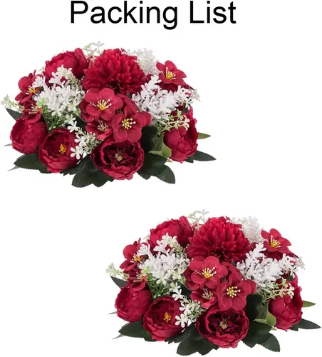 Vista 8 de Bolas de flores artificiales para centros de mesa: 2 piezas de rosas rojas para centros de mesa, arreglos florales, centro de mesa para bodas