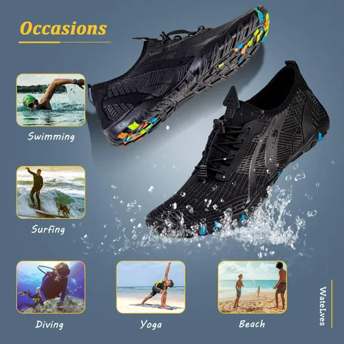 Vista 7 de WateLves - Zapatos de agua para hombres y mujeres, para natación, playa, piscina, surfear, hacer yoga o aeróbico acuático, calcetines para el agua