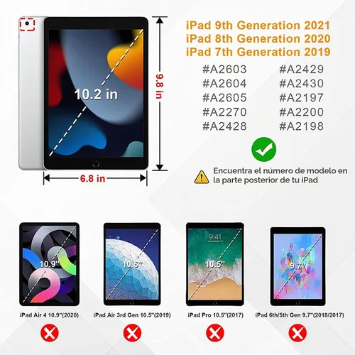 Vista 2 de BMOUO Funda para niños para iPad de 9ª/8ª/7ª generación (2021/2020/2019), con protector de pantalla integrado, soporte con mango a prueba de golpes