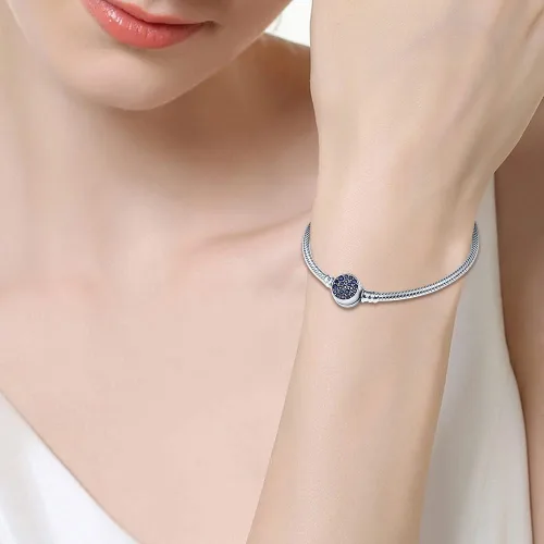 Vista 2 de KUNSIR Pulsera de cadena de serpiente de plata esterlina 925 para pulseras europeas Pandora abalorios Plata de ley