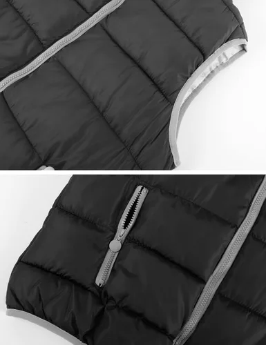 Vista 4 de Gihuo Chaleco acolchado con cremallera para mujer, chaleco acolchado sin mangas con capucha para invierno
