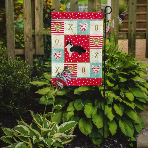 Vista 2 de Caroline's Treasures CK5912GF Bandera de jardín con texto en inglés "Border Collie", bandera decorativa para patio exterior, obras de arte