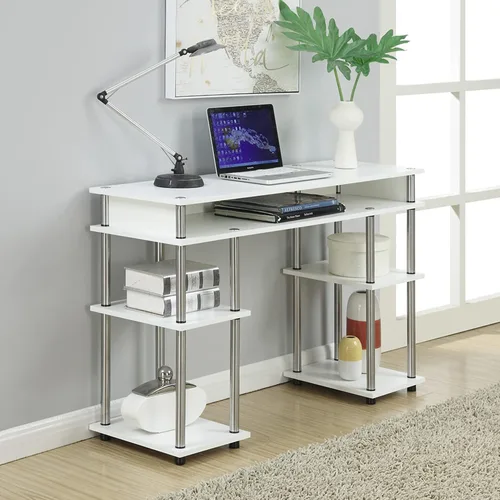 Vista 2 de Convenience Concepts Designs2Go No Tools - Escritorio para estudiantes de 47.25 pulgadas, escritorio contemporáneo para oficina, dormitorio y Blanco