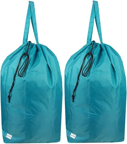 Vista 7 de Bolsa de lavandería de viaje lavable con asas y cordón (paquete de 2), resistente lo suficientemente grande como para contener 3 cargas