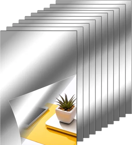 Vista 10 de Zonon Hojas de espejo flexibles autoadhesivas, no de vidrio, azulejos adhesivos para decoración de pared del hogar (20 piezas, 6 x 9 pulgadas)