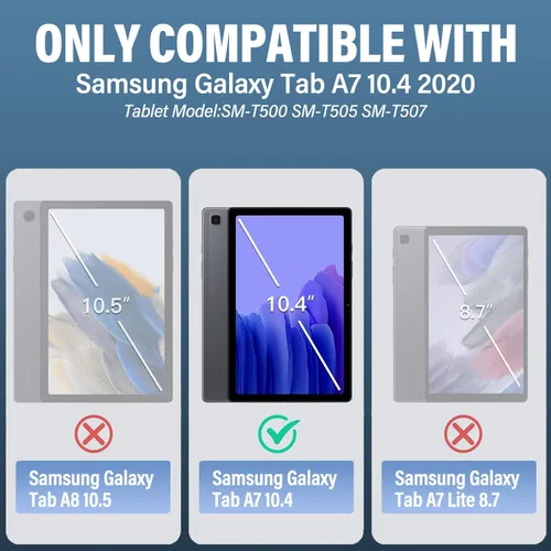 Vista 2 de Funda con teclado retroiluminado con panel táctil para Samsung Galaxy Tab A7 10.4 versión 2020, teclado inalámbrico retroiluminado arcoíris de 3