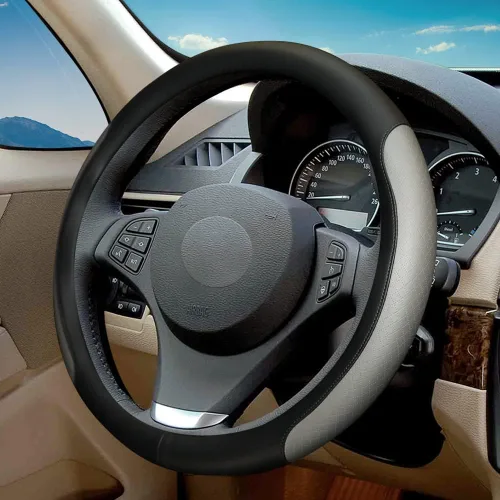 Vista 9 de Funda de volante de piel de microfibra con relieve clásico, protector de rueda antideslizante y transpirable para automóvil, ajuste para volantes