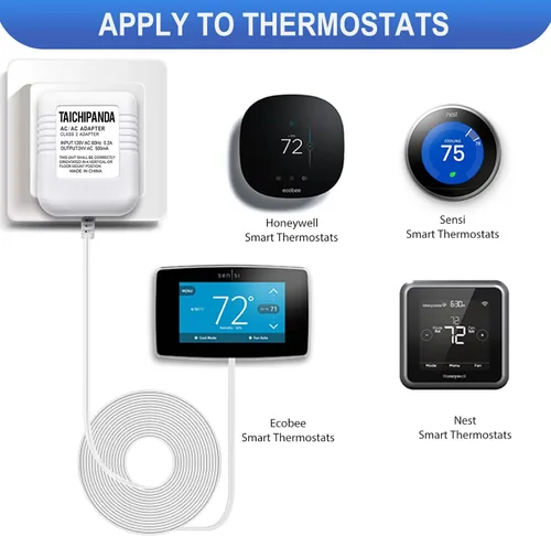Vista 5 de TAICHIPANDA - Transformador de 24 voltios, adaptador de cable C para termostatos Nest Honeywell y Sensi, transformador de timbre para Nest Hello