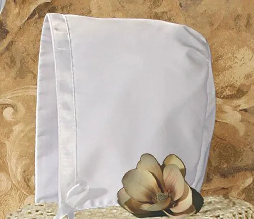 Vista 3 de Vestido de bautismo de polialgodón de 24.0in con cuello de encaje y dobladillo