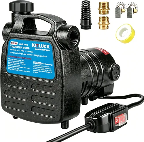 Vista 9 de KITLUCK Bomba de agua sumergible, bomba de sumidero de alto flujo de 1-1/4 HP 4500 GPH con interruptor de flotador, cable de alimentación de 23
