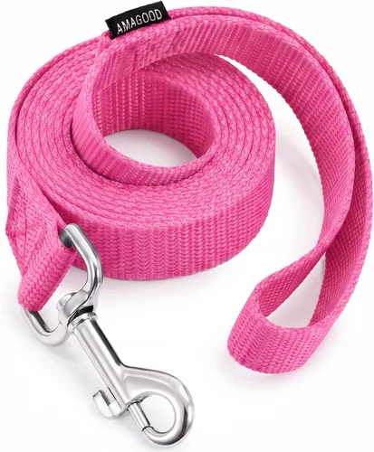 Vista 61 de AMAGOOD 6 pies de correas para cachorros/perros, correa de estilo tradicional resistente con gancho de cuello fácil de usar, correa para perros Negro