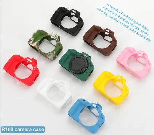 Vista 7 de Pocoukate Funda para cámara Canon EOS R100, cubierta protectora de silicona suave con protector de pantalla EOS R100, Accesorios para cámara sin