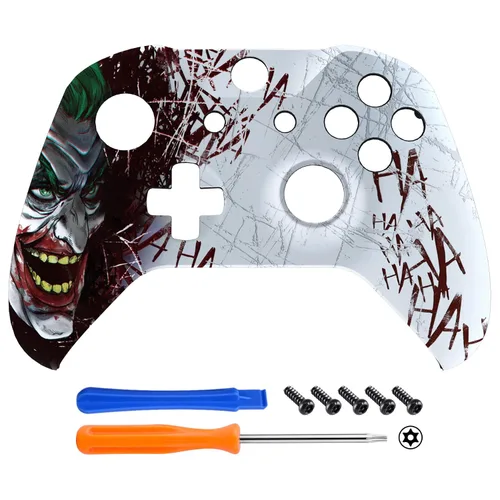 Vista 3 de eXtremeRate Clown Hahaha - Carcasa frontal estampada para Xbox One SX, kit de repuesto de cubierta frontal suave al tacto para Xbox One SX