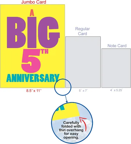Vista 4 de NobleWorks - Tarjeta de felicitación de aniversario de 5ª boda grande de 8.5 x 11 pulgadas - Matrimonio de 5 años con sobre para hombres, mujeres