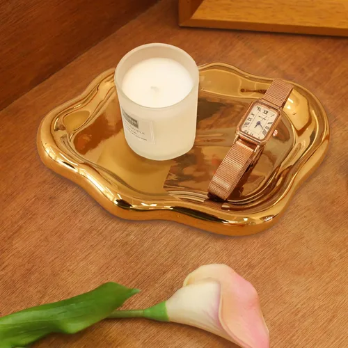 Vista 8 de CCINPPY Bandeja de cerámica para joyas y baratijas, bandeja decorativa en forma de nube para llaves para mujeres, plato porta anillos, plato bonito