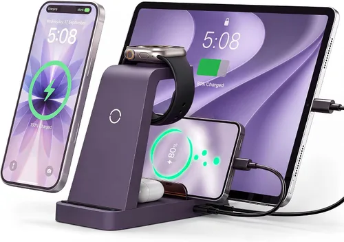 Vista 9 de Cargador inalámbrico para iPhone - Estación de carga 5 en 1 para múltiples dispositivos Apple: Soporte de carga rápida inalámbrica para iPhone 17