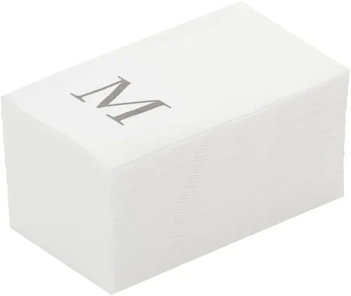 Vista 34 de Luxenap Toallas de invitados de tacto de lino de 15.8 X 7.9 pulgadas, 50 toallas de mano con letras - Letra dorada "S", fuente sans serif