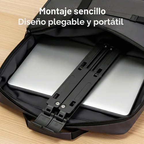 Vista 4 de Soporte para computadora portátil para escritorio, diseño ergonómico, ajustable, de aluminio, plegable, portátil, compatible con MacBook Air Pro