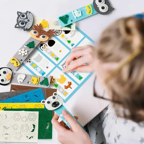 Vista 5 de HubirdSall Paquete de 24 marcapáginas de fieltro de animales polares, kit de manualidades reutilizables, haz tu propio marcador de animales árticos