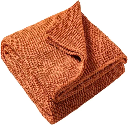 Vista 11 de Treely manta de punto de 100 % algodón, para sofá, silla, cama, decoración del hogar, manta de punto decorativa, suave y acogedora, 50 x 60 Marrón