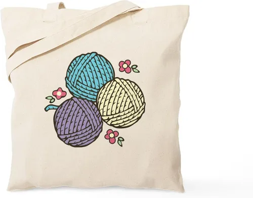 Vista 10 de CafePress Distracted by Yarn - Bolsa de compras de lona beige natural reutilizable