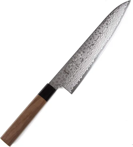 Vista 11 de Cuchillo japonés Damasco ZA18 mango de madera octogonal de magnolia de 69 capas, 6 pulgadas (5.906 in)