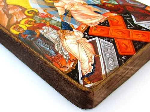 Vista 4 de Icono de madera griego cristiano ortodoxo madera de la resurrección / MP2