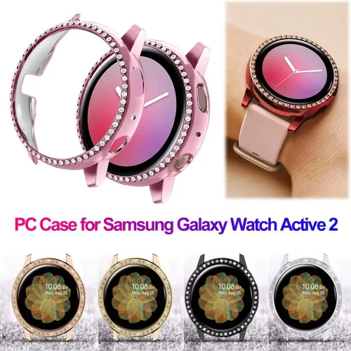 Vista 4 de FitTurn Funda protectora brillante compatible con Samsung Galaxy Watch Active2 de 1.575 pulgadas, 1.732 pulgadas, protector de placa de diamantes
