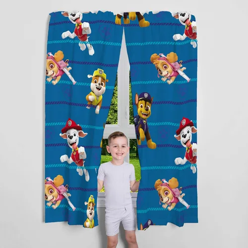 Vista 6 de Franco Paw Patrol - Paquete de decoración de habitación infantil con alfombra de área (69 x 52 pulgadas) y cortinas de ventana (82 x 63 pulgadas)