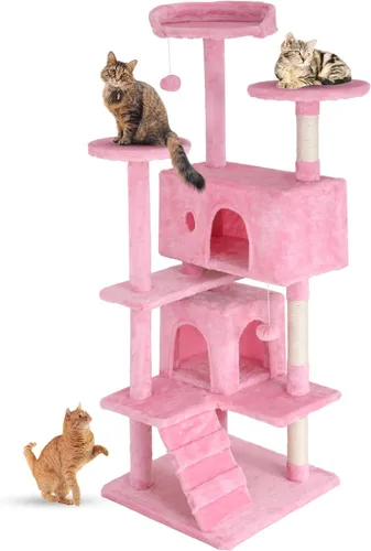 Vista 28 de FDW Torre de árbol para gatos de 54 pulgadas Ceniciento Centro de Ashy