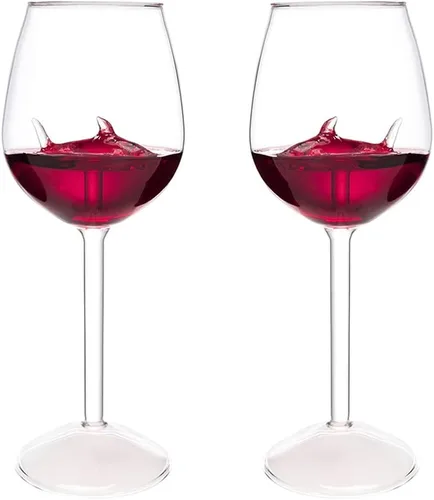 Vista 9 de kucehiup Copas de vino de tiburón negro, copa de vino tinto de 18 onzas con tiburón