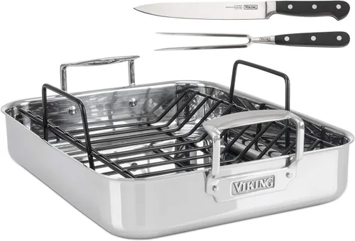 Vista 16 de Viking 3 capas Estante para asar con antiadherente de acero inoxidable, 16 inch by 13 inch