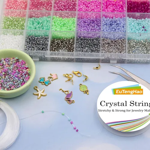 Vista 9 de EuTengHao 13246 cuentas de semillas de pony de 0.118 pulgadas (0.118 in) con dijes, pinzas para manualidades, pulseras, collares, aretes, joyería