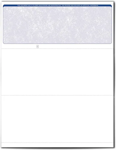 Vista 2 de VersaCheck Secure Form #1000 - Cupón de negocios en blanco en la parte superior - Blue Classic - 250 hojas