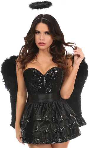 Vista 3 de Daisy corsets womens Top Drawer 4 Pc Sequin Dark Angel Corset Costume